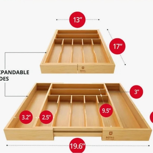 Royal Craftwood Other - Bamboo Adjustable Drawer Organizer
